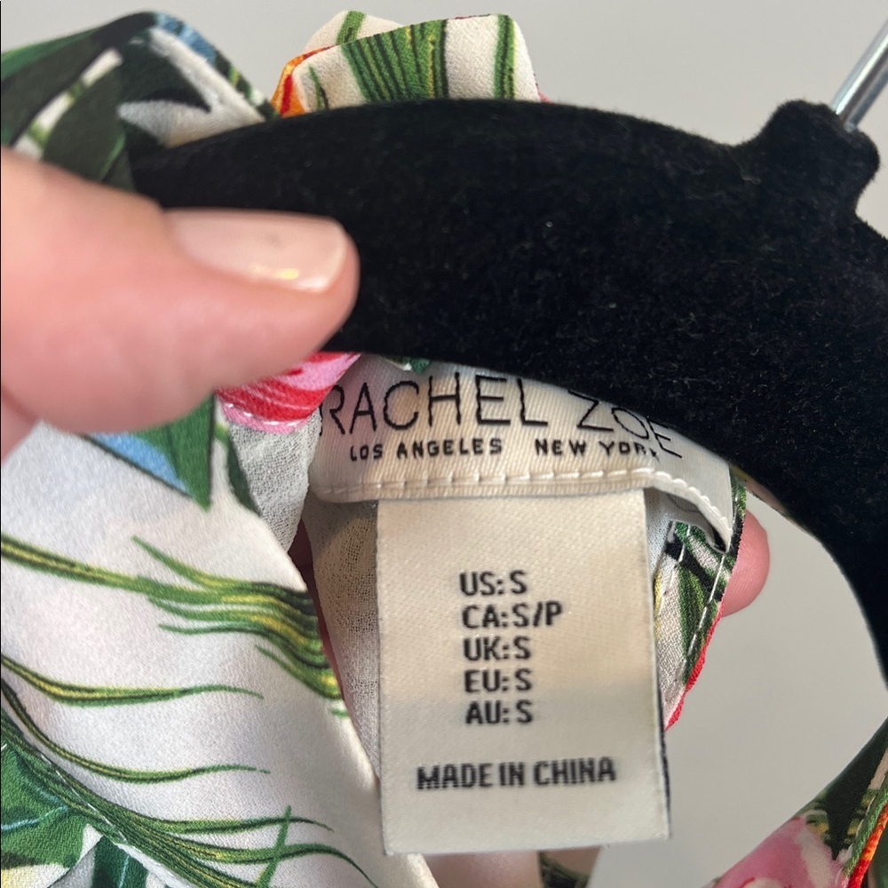 Rachel Zoe Tropical Print Flamingos Halter Tank Shirt Size Small - Picture 8 of 9